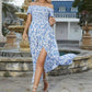 💥Befristetes Angebot: 50% Rabatt auf Bestellungen🌸💐Elegantes, schulterfreies Kleid mit Blumenmuster für Damen