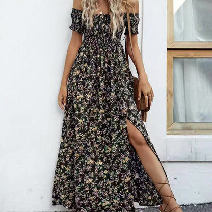 💥Befristetes Angebot: 50% Rabatt auf Bestellungen🌸💐Elegantes, schulterfreies Kleid mit Blumenmuster für Damen