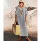 💥Women's Casual Loose Baumwolle Leinen bestickt Split Kleid💥