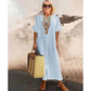 💥Women's Casual Loose Baumwolle Leinen bestickt Split Kleid💥