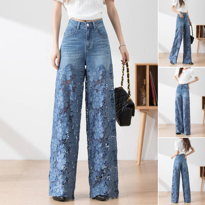 💃Sommermode vorwärts🌸🔥Gespleißte Jeans mit Spitze