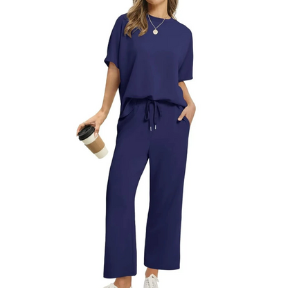 🎉🛍️Heiße Aktion: 70% Rabatt! Weiches, lässiges Set aus Oberteil und Hose für Damen