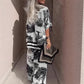 🔥Damen-Set mit Print: Top mit V-Ausschnitt & lange Hose