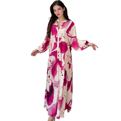 🌸💃 Maxi-Blumenkleid für Damen mit V-Ausschnitt