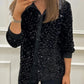 🌈50 % Rabatt für begrenzte Zeit💞Partyhemd mit Pailletten und Button-Down-Revers für Damen