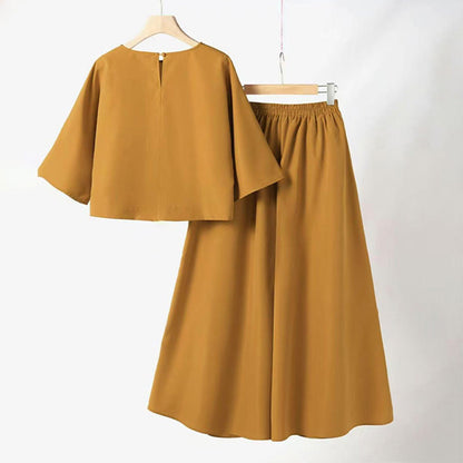 📢50% de réduction👗Lässiges 2-teiliges Damen-Set aus T-Shirt mit Rundhalsausschnitt und 3/4-Ärmeln und lockerer Hose