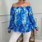 ✨2025 Mode Neu 50% RABATT💝Bedrucktes One-Shoulder Langarm Chiffon-Shirt für Damen