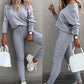 💖Damen-Zweiteiler: Off-Shoulder-Shirt mit langen Ärmeln mit Hose mit Kordelzug