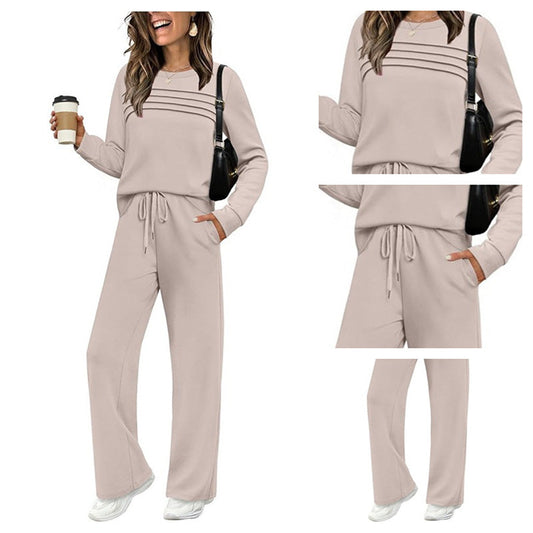 🍂✨Set für Damen mit Rundhals-Top und Kordelzughose⏰Zeitlich begrenzter Verkauf – 70 % RABATT🔥