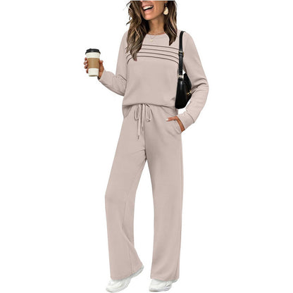 🍂✨Set für Damen mit Rundhals-Top und Kordelzughose⏰Zeitlich begrenzter Verkauf – 70 % RABATT🔥