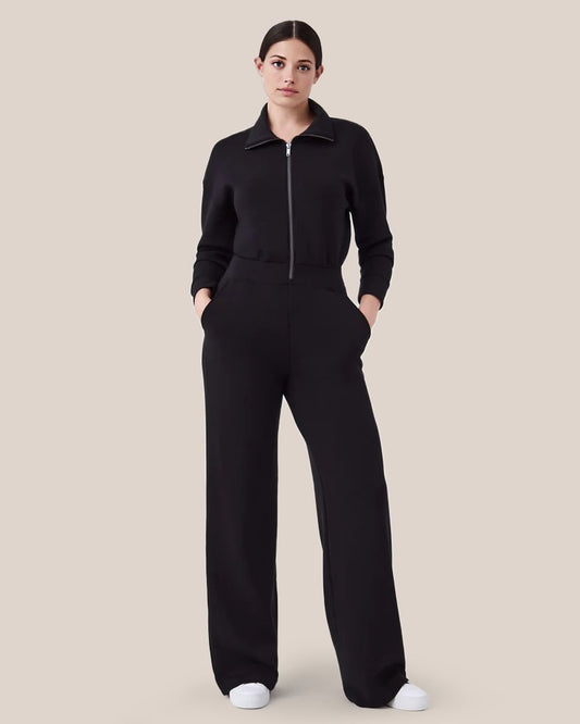 🔥AirEase Weitbein Jumpsuit👏4-Wege-Stretch, Frontreißverschluss und praktische Taschen!
