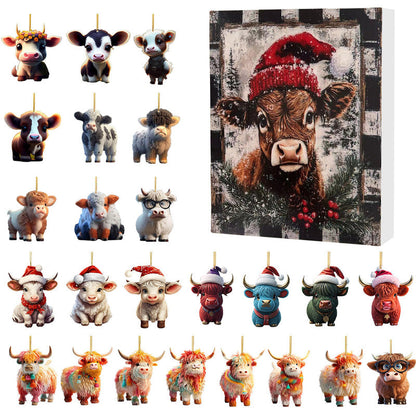 🎄Christmas Sale 50% Rabatt🎉Adventskalender mit Hochlandrind-Design
