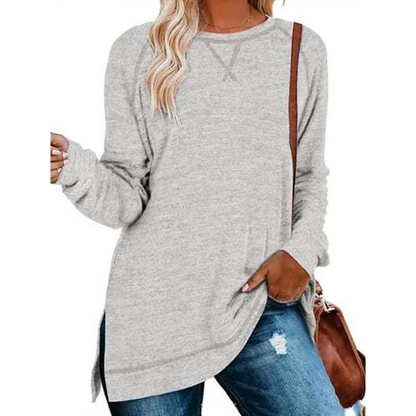 🔥Zeitlich begrenztes Angebot🔥Damen Herbst-Tunika-Tops mit Seitenschlitz und langen Ärmeln