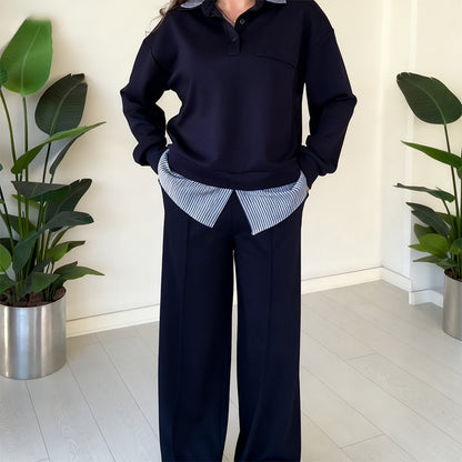 🔥Heiße Angebote🔥Damen-Freizeit-Set: Langarmshirt und Hose, 2-teilig