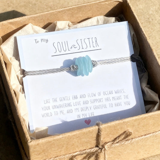 🌊✨Neujahrsangebot: 70 % Rabatt!!🌊✨Seelenschwester-Meerglas-Armband🎁