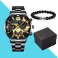 (50% OFF) Herren 3-in-1 Uhren- und Armband-Geschenkset