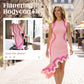 Ärmelloses Strickkleid mit Farbverlauf und welligem Saum