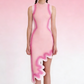 Ärmelloses Strickkleid mit Farbverlauf und welligem Saum