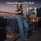 Damen Jeans mit Strassbesatz und weitem Bein