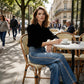 Damen Jeans mit Strassbesatz und weitem Bein