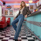 Damen Jeans mit Strassbesatz und weitem Bein