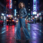 Damen Jeans mit Strassbesatz und weitem Bein