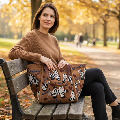 Bestickte Tragetasche aus Canvas mit Zebra-Motiv