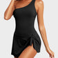 Einteiliger One-Shoulder-Badeanzug mit Rock