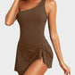 Einteiliger One-Shoulder-Badeanzug mit Rock