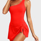 Einteiliger One-Shoulder-Badeanzug mit Rock