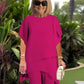 Damen-Zweiteiler: Charmantes asymmetrisches Top & Hose mit weitem Bein