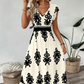💎60% AUF DAS MAXIKLEID!💎V-Ausschnitt, Barockmuster & Fließender Stoff für Eleganz✨