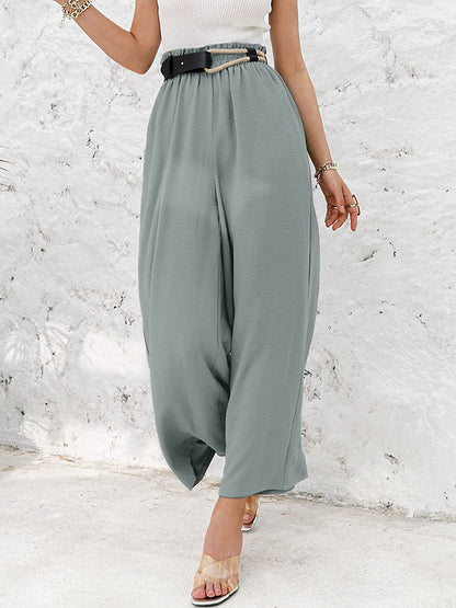 🔥 Damen-Caprihose aus Leinen mit hohem Bund, weitem Bein und elastischem Bund