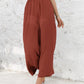🔥 Damen-Caprihose aus Leinen mit hohem Bund, weitem Bein und elastischem Bund