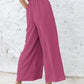 🔥 Damen-Caprihose aus Leinen mit hohem Bund, weitem Bein und elastischem Bund