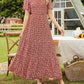 🌷Frühsommer-Sale: 70% Rabatt🌸 Lässiges, geblümtes Maxikleid für den Sommer 2026 mit kurzen, flatternden Ärmeln, Rundhalsausschnitt, geraffter Taille und fließendem Schnitt
