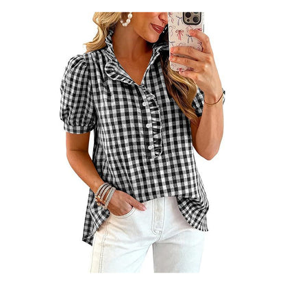 💥💕Lässiges Damen-Top mit Rüschen und Puffärmeln