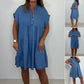 Lässiges, einfarbiges, kurzes Kleid mit Knopfleiste für Damen