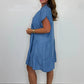 Lässiges, einfarbiges, kurzes Kleid mit Knopfleiste für Damen