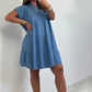 Lässiges, einfarbiges, kurzes Kleid mit Knopfleiste für Damen