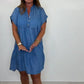 Lässiges, einfarbiges, kurzes Kleid mit Knopfleiste für Damen