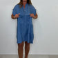 Lässiges, einfarbiges, kurzes Kleid mit Knopfleiste für Damen