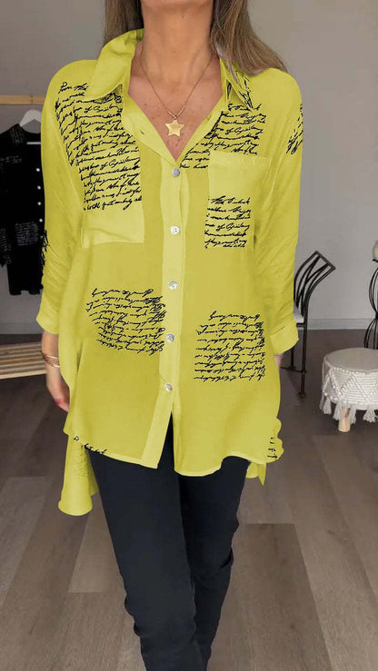 🌸49% RABATT🌸Brief drucken Mode Revers Shirt (Kaufen Sie 2 gratis Versand)